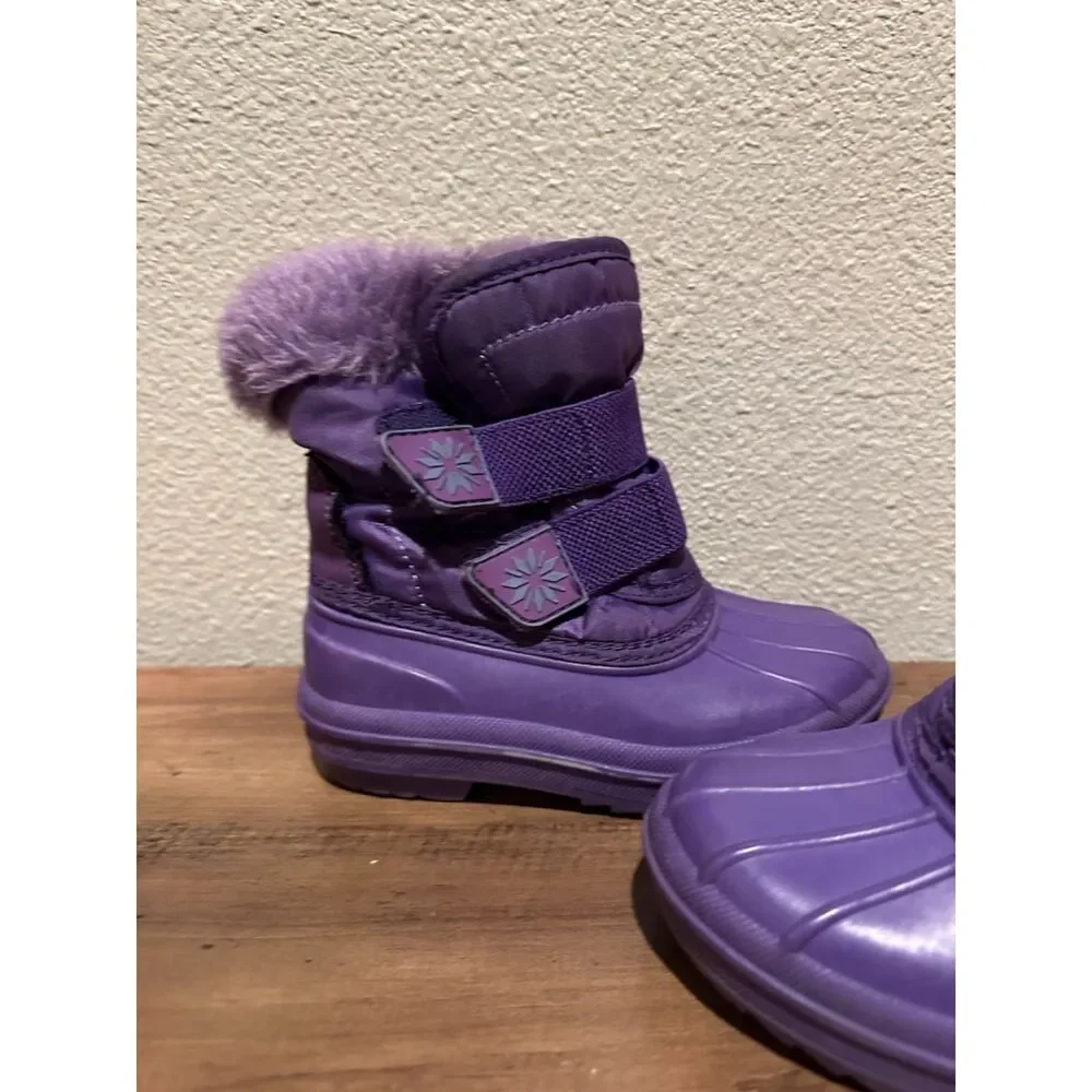 Purple Toddler Snow Boots with Adjustable Straps Size 7/8